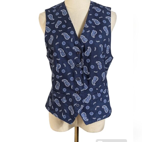 Pendleton Blue Paisley Tailored Vest - Picture 1 of 6
